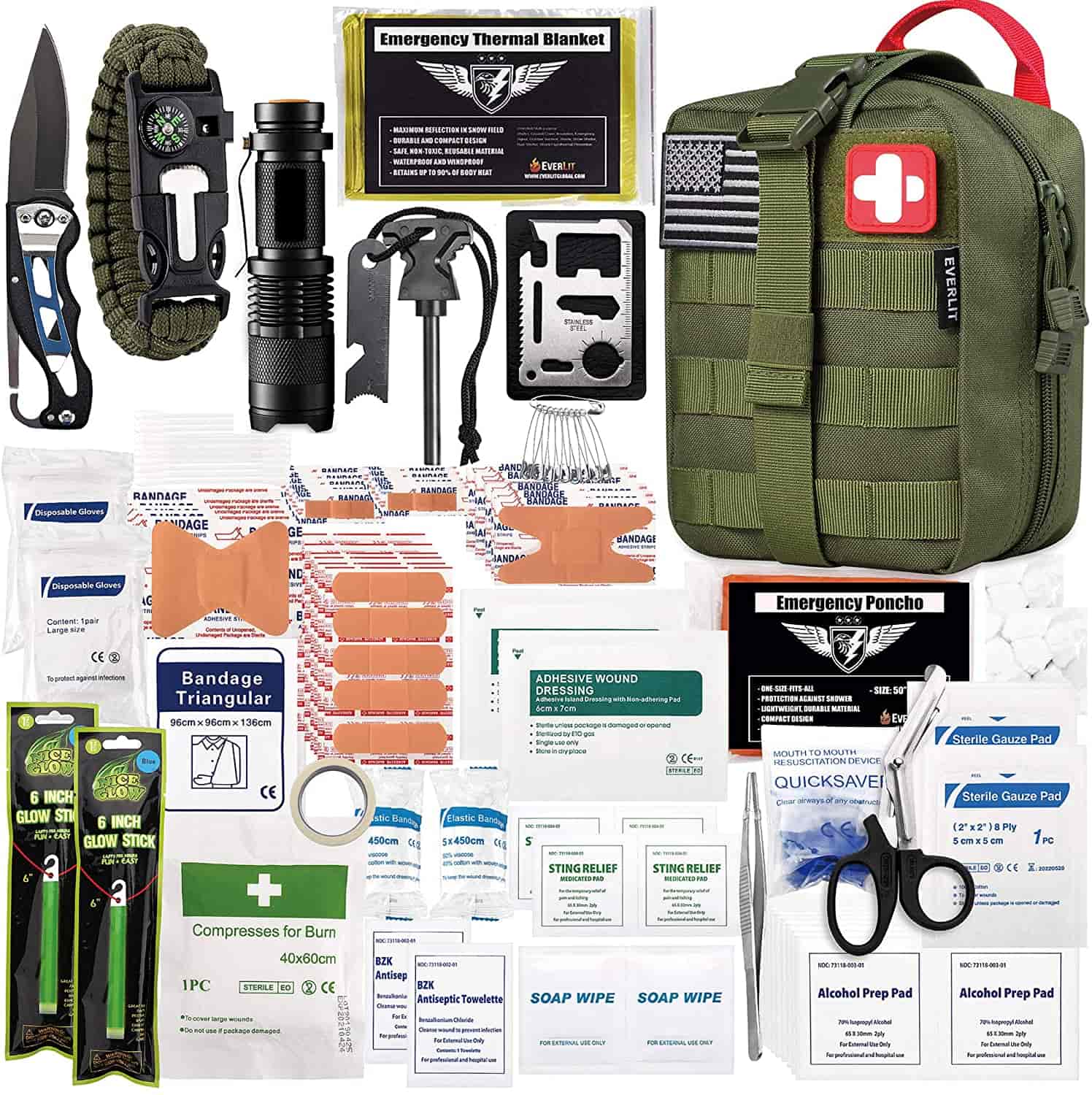 Green Survival First Aid Kit Contene 250 Piece First Aid Kit