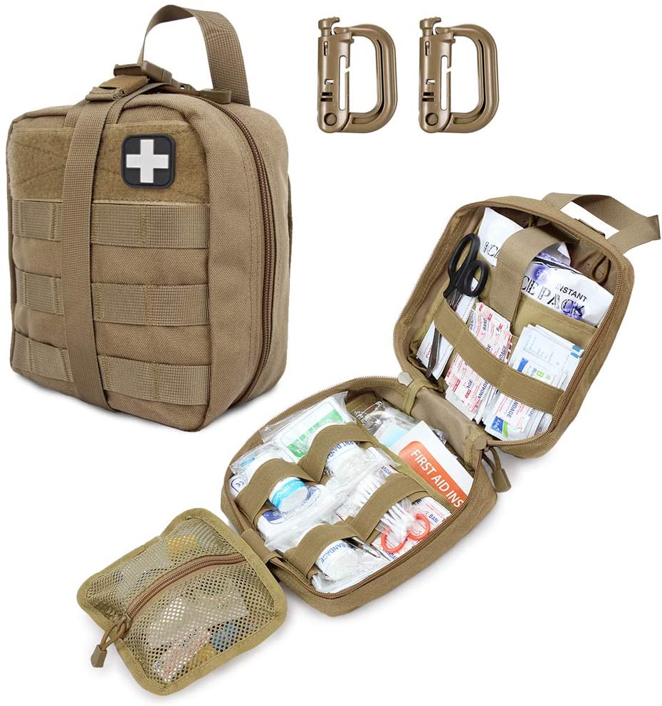 Sacca Medica Militare Tattica di Primi Aiuti Khaki Include Patch Croce Rossa